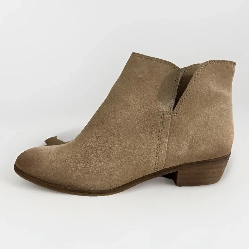 Splendid Hamptyn Suede Ankle Boots - Womens Size 8.5 - Leather Side Zip Neutral